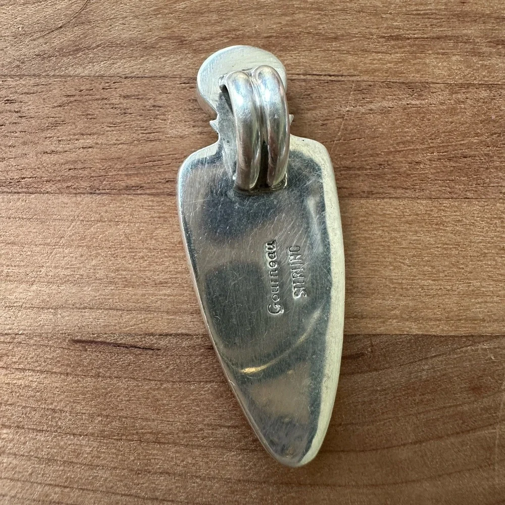 VTG‎ Thomas Gourneau Pendant 1.75 Inch Opalized Wood Moonstone 925 Sterling 8.6g